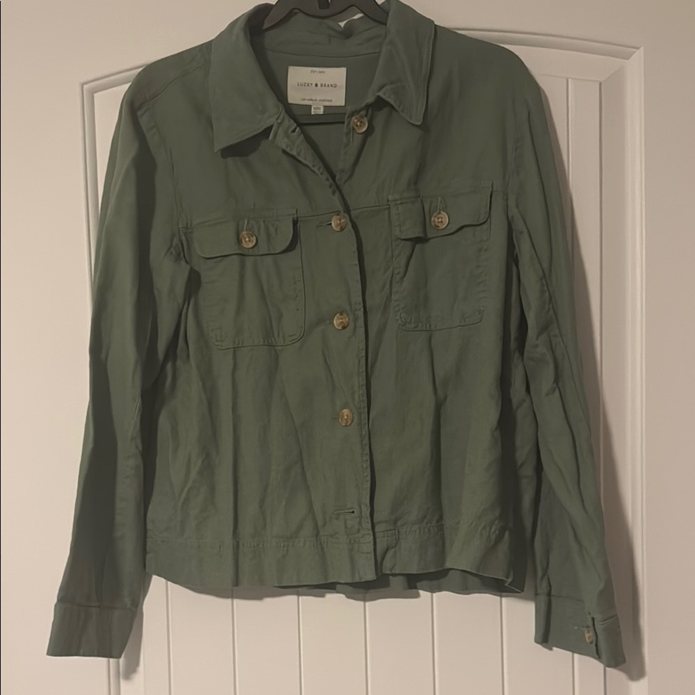 Lucky Brand Green Utility Shirt with Collared Neckline